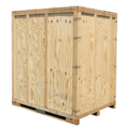 Wooden storage container on white background.
